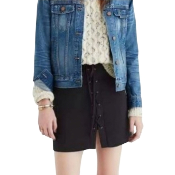 Madewell Womens Black Mini Tie Front Skirt Size 00 - Picture 1 of 11